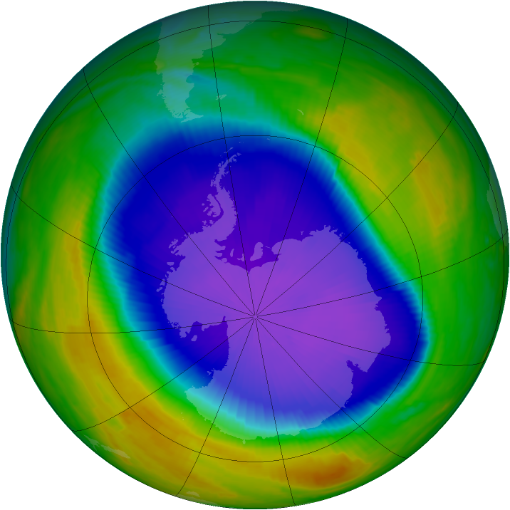 Antarctic ozone map for 10 October 1998